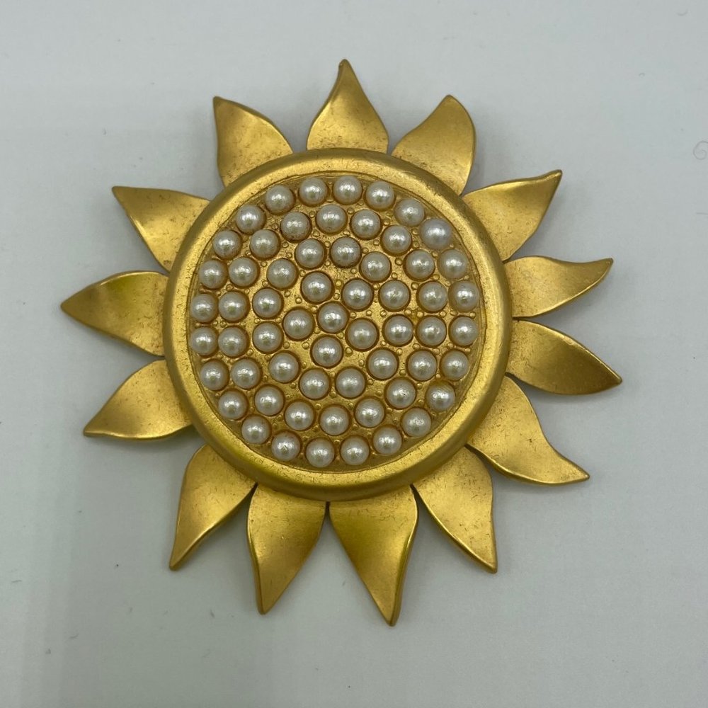 Vintage 1980's Karl Lagerfeld sunflower brooch